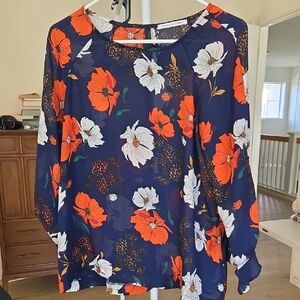 Chris & Carol Floral Blouse Size Small